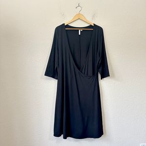 J. JILL PURE JILL Ballet Sleeves V-Neck Faux Wrap Dress in Black